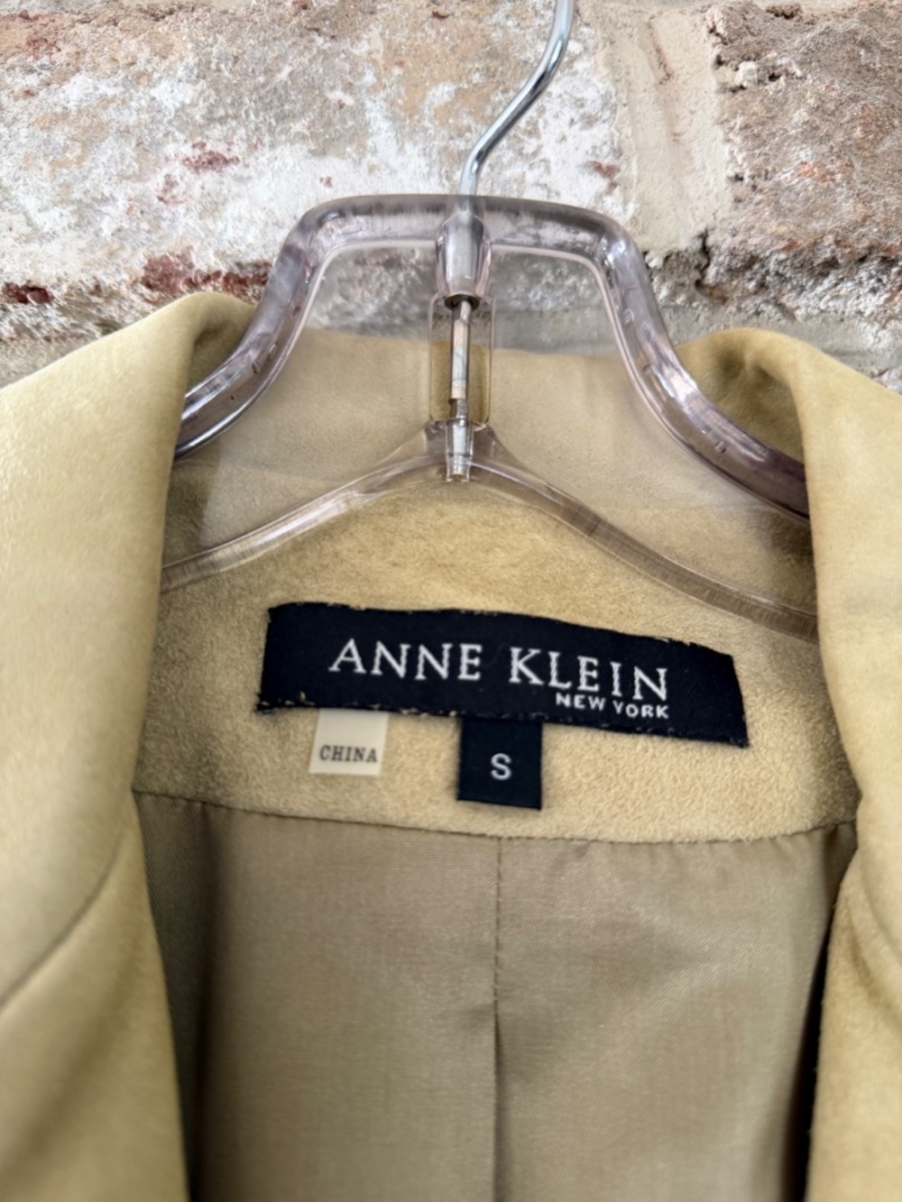 ✨ VINTAGE 90s Anne Klein NY Chartreuse Suede Ruched Zip Jacket MINT - Sz S - Picture 2 of 9